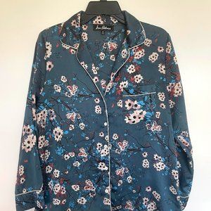 Sam Edelman Teal Japanese Floral Silky Pajama Top - Size L